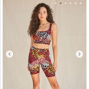 NEW-LEOPARD PRINT TANK TOP & BIKER SHORTS SET